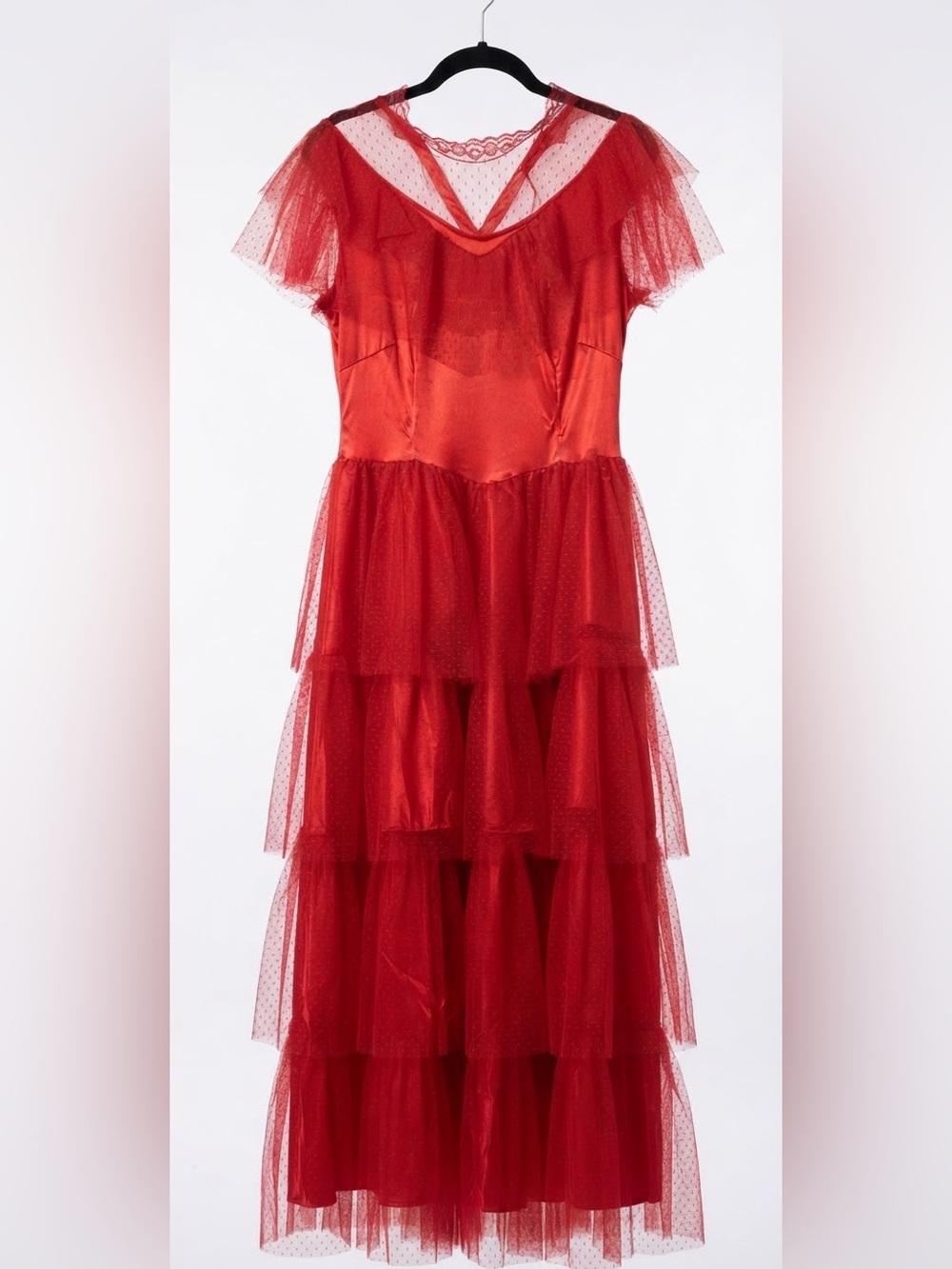 Beetlejuice Lydia Deetz Red Dress and Wig- Women’s Halloween Costume Size M